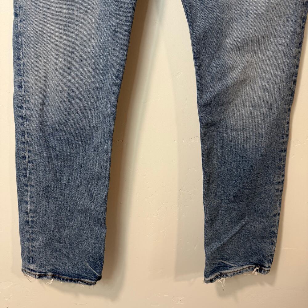 Agolde Womens Straight Jeans Riley Long 28 Cove Wash Blue Organic Cotton Hi Rise - Picture 5 of 10